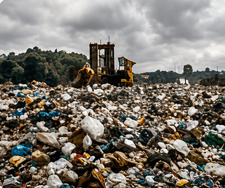 Landfill with waste and machinery