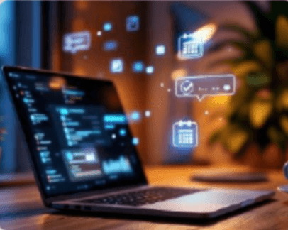 Laptop with data visualizations